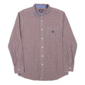 CHAPS Mens Maroon & White Check Shirt L Button Down Cotton Blend Casual