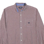 CHAPS Mens Maroon & White Check Shirt L Button Down Cotton Blend Casual