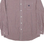 CHAPS Mens Maroon & White Check Shirt L Button Down Cotton Blend Casual