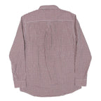 CHAPS Mens Maroon & White Check Shirt L Button Down Cotton Blend Casual