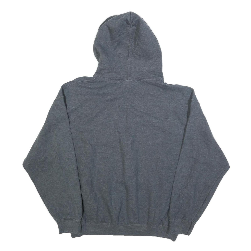 GILDAN Mens Grey Connecticut Print Pullover Hoodie L Casual Cotton Blend