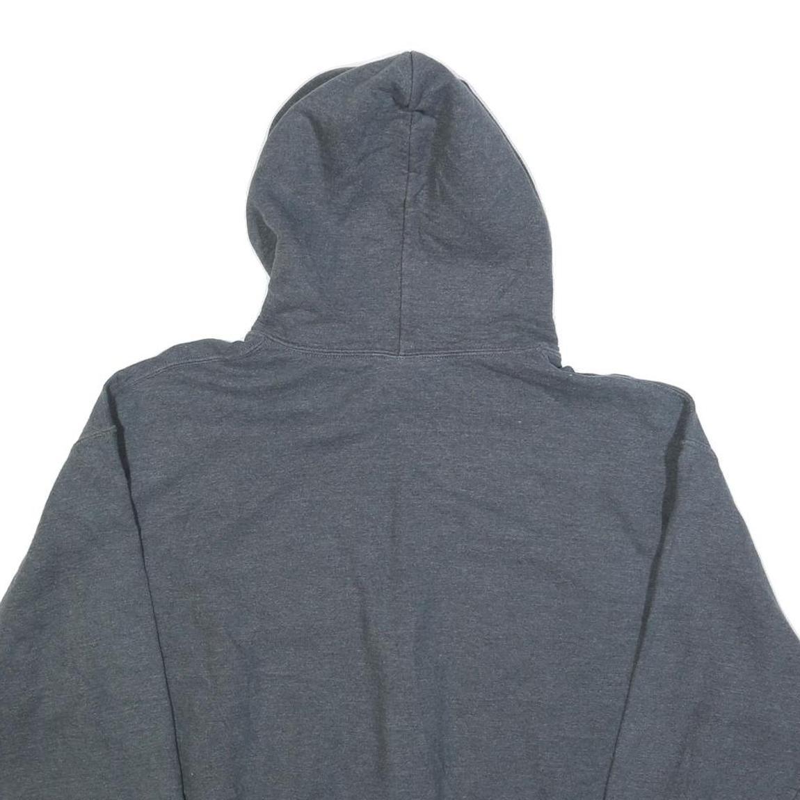 GILDAN Mens Grey Connecticut Print Pullover Hoodie L Casual Cotton Blend