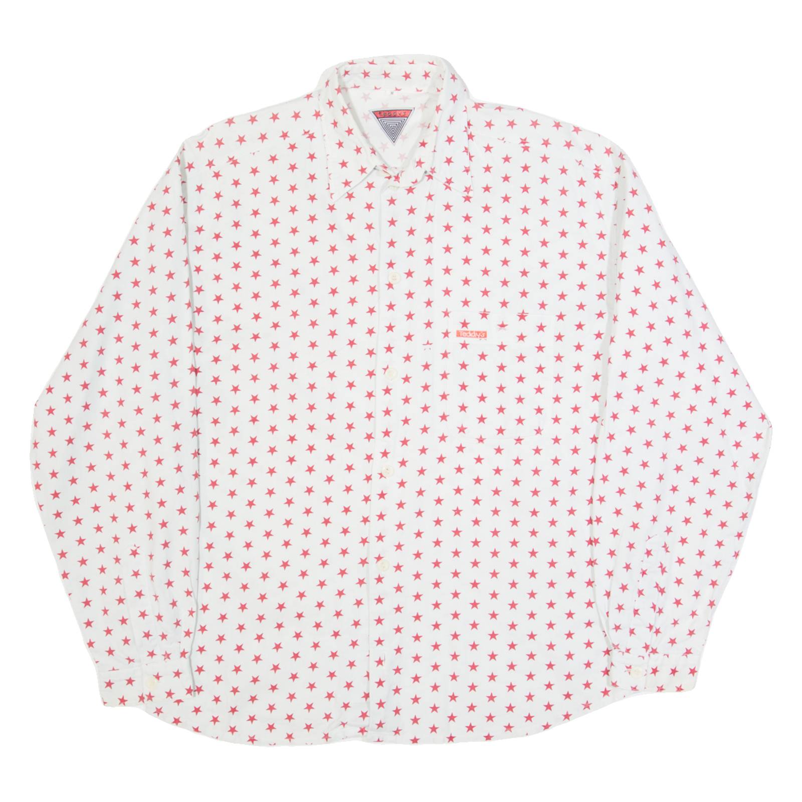 TEDDY'S Stars Mens Shirt Cream Long Sleeve S