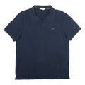 CALVIN KLEIN Mens Navy Blue Short Sleeve Plain Polo Shirt L Cotton Casual