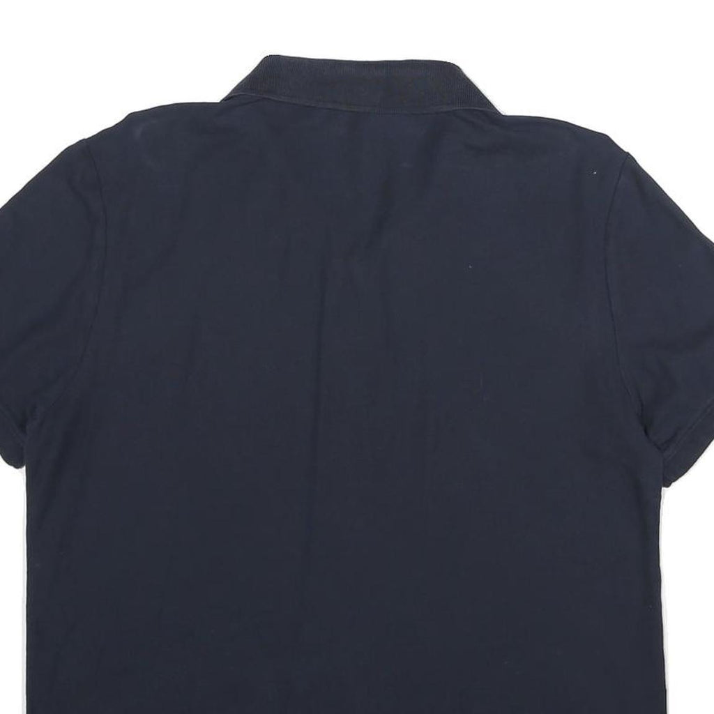 CALVIN KLEIN Mens Navy Blue Short Sleeve Plain Polo Shirt L Cotton Casual