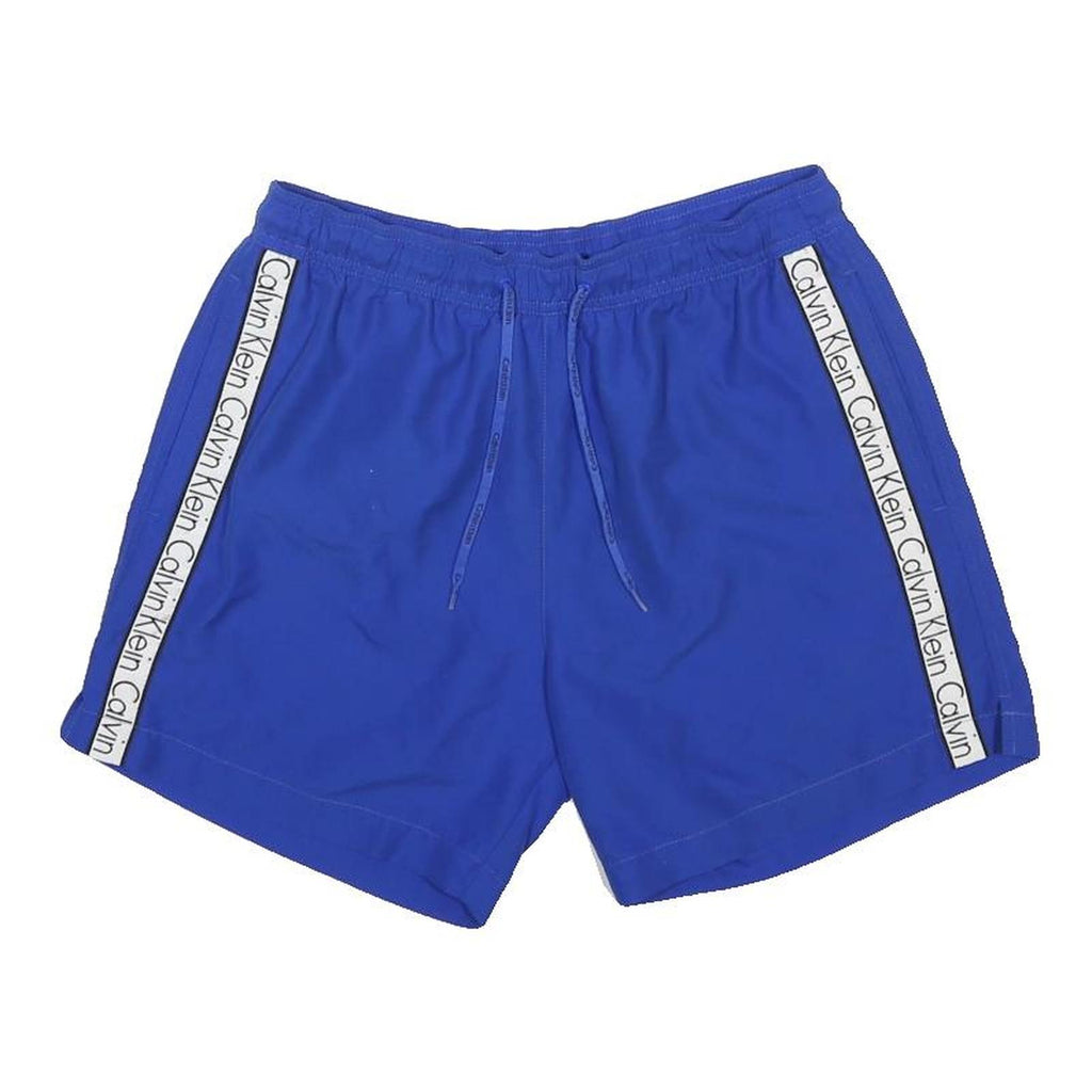 CALVIN KLEIN Mens Shorts Blue S W28 Logo Tape Casual Polyester Drawstring
