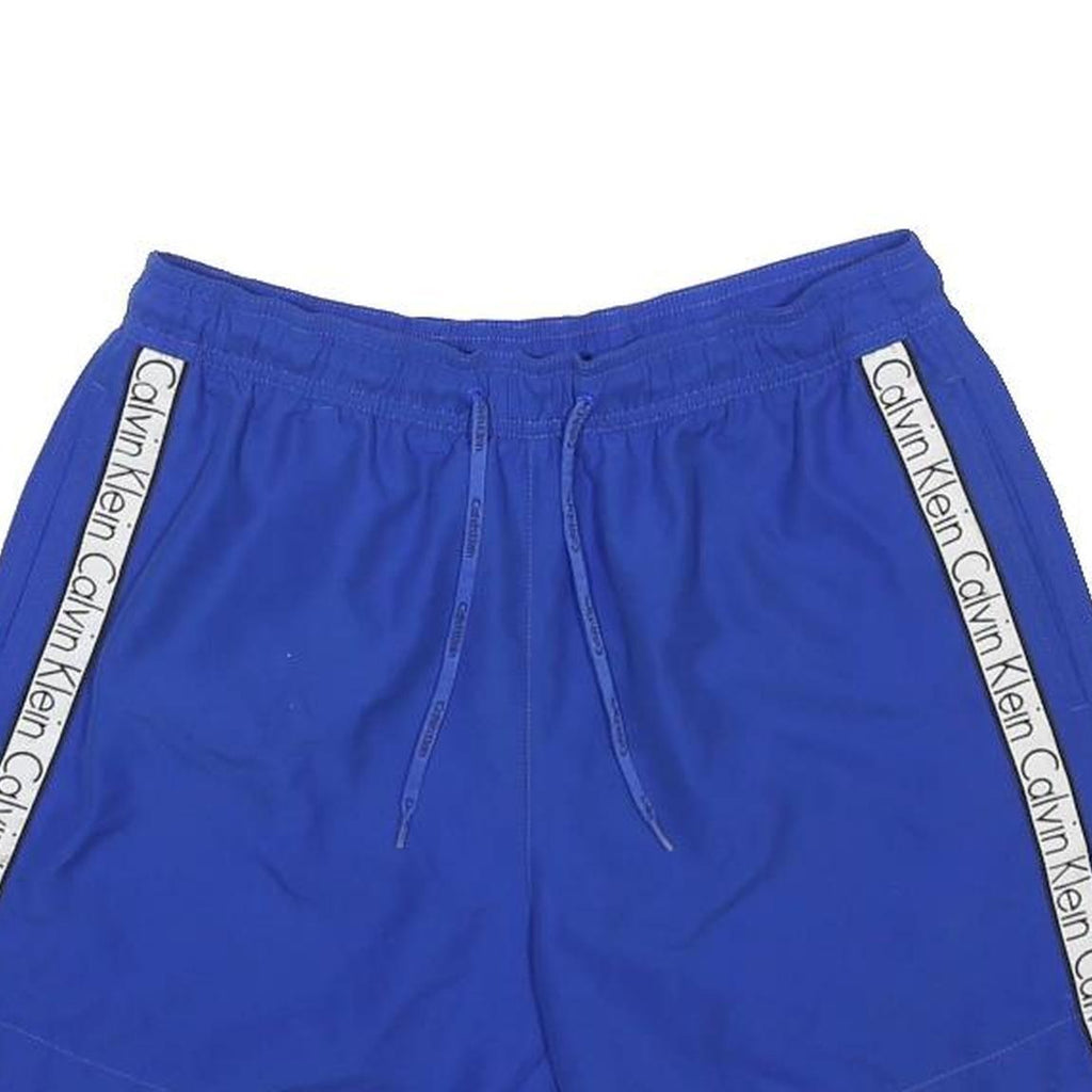 CALVIN KLEIN Mens Shorts Blue S W28 Logo Tape Casual Polyester Drawstring