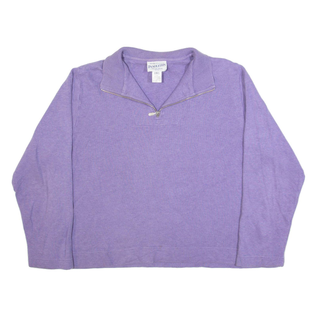 PENDLETON Petite Womens Jumper Purple 1/4 Zip Tight Knit L