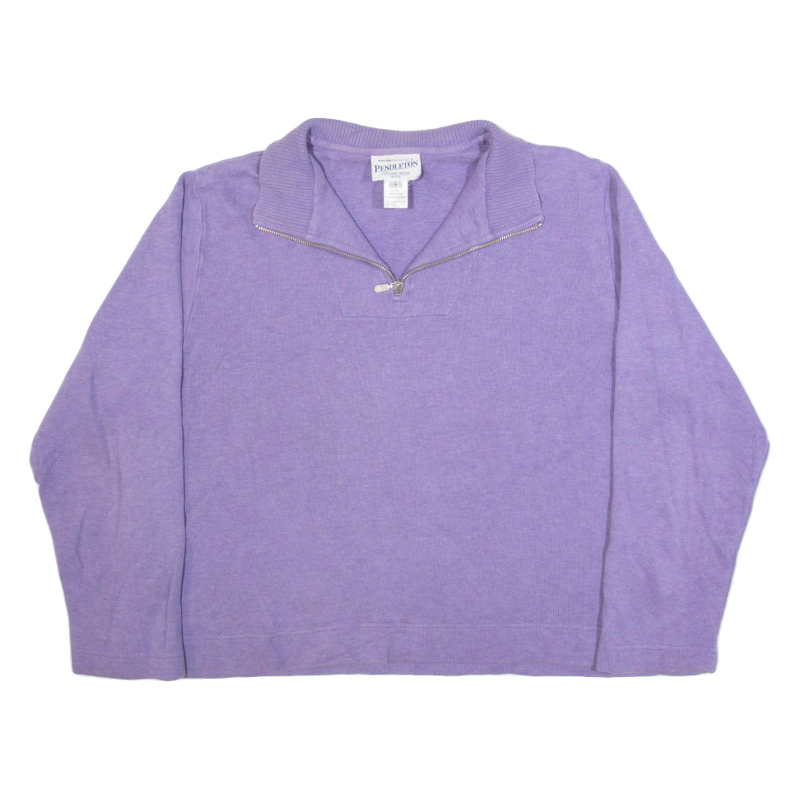 PENDLETON Petite Womens Jumper Purple 1/4 Zip Tight Knit L