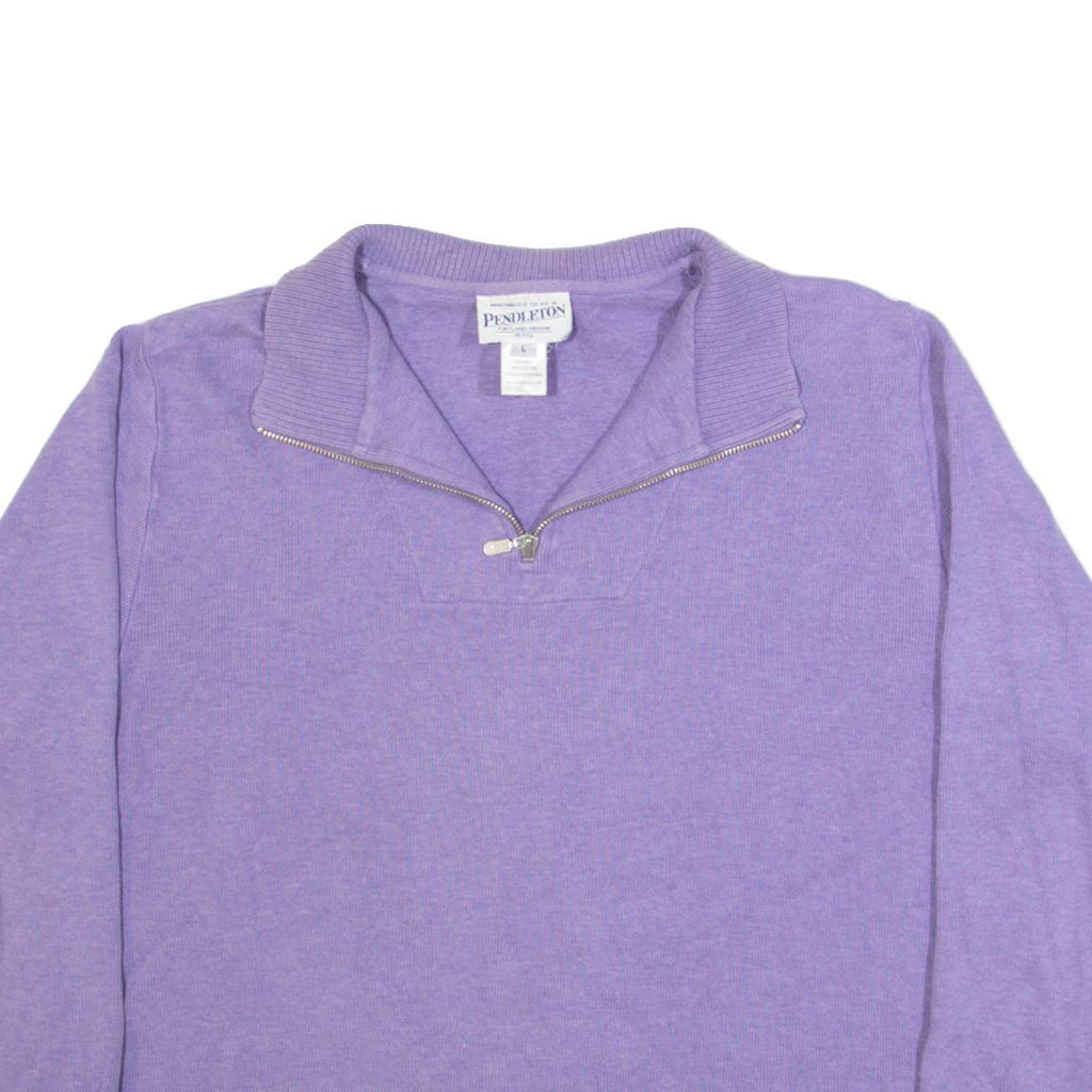 PENDLETON Petite Womens Jumper Purple 1/4 Zip Tight Knit L
