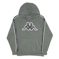 KAPPA Mens Grey Hoodie S Logo Tape Detail Cotton Blend Pullover Casual