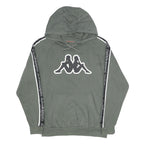 KAPPA Mens Grey Hoodie S Logo Tape Detail Cotton Blend Pullover Casual