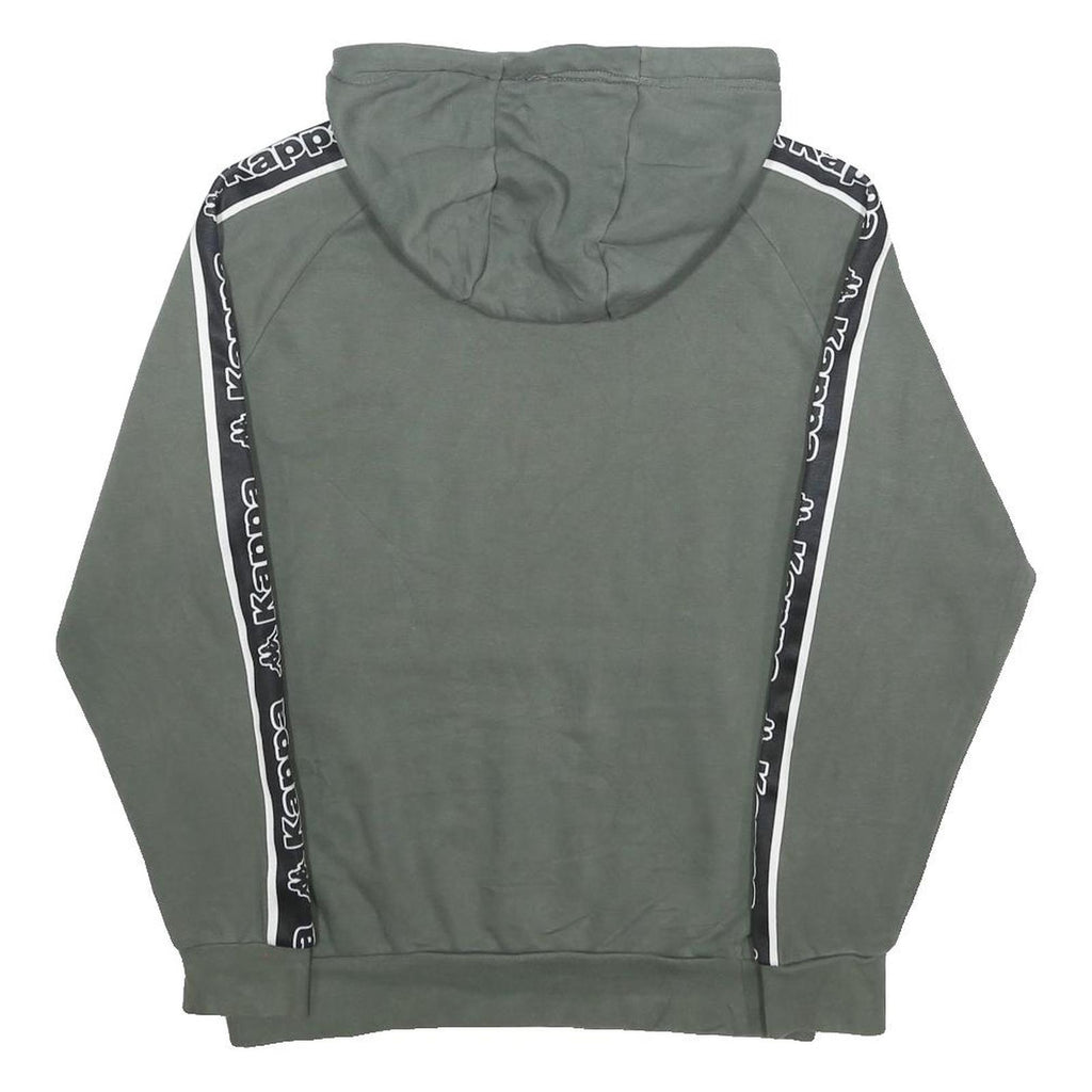 KAPPA Mens Grey Hoodie S Logo Tape Detail Cotton Blend Pullover Casual