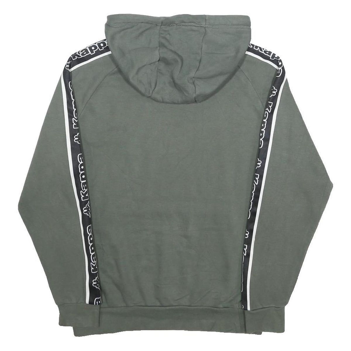 KAPPA Mens Grey Hoodie S Logo Tape Detail Cotton Blend Pullover Casual