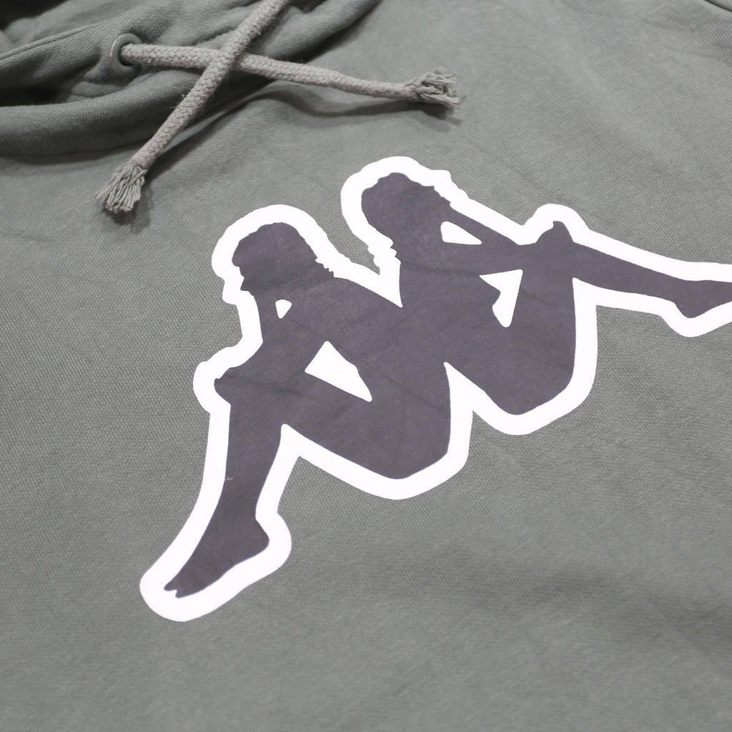 KAPPA Mens Grey Hoodie S Logo Tape Detail Cotton Blend Pullover Casual