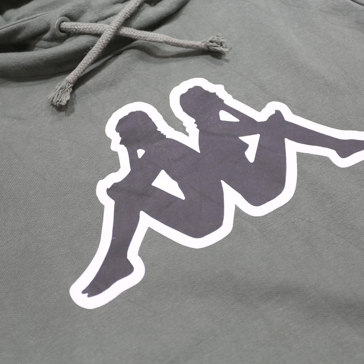 KAPPA Mens Grey Hoodie S Logo Tape Detail Cotton Blend Pullover Casual