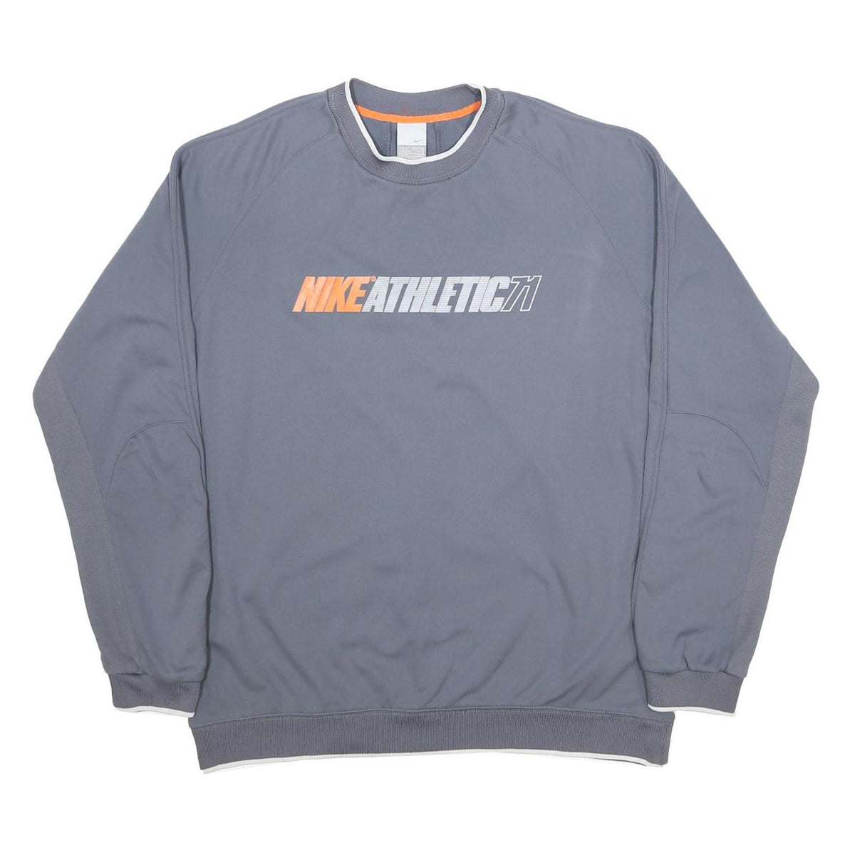 NIKE Mens Grey Crew Neck XL Athletic 71 Logo Sweatshirt Pullover Sportswear