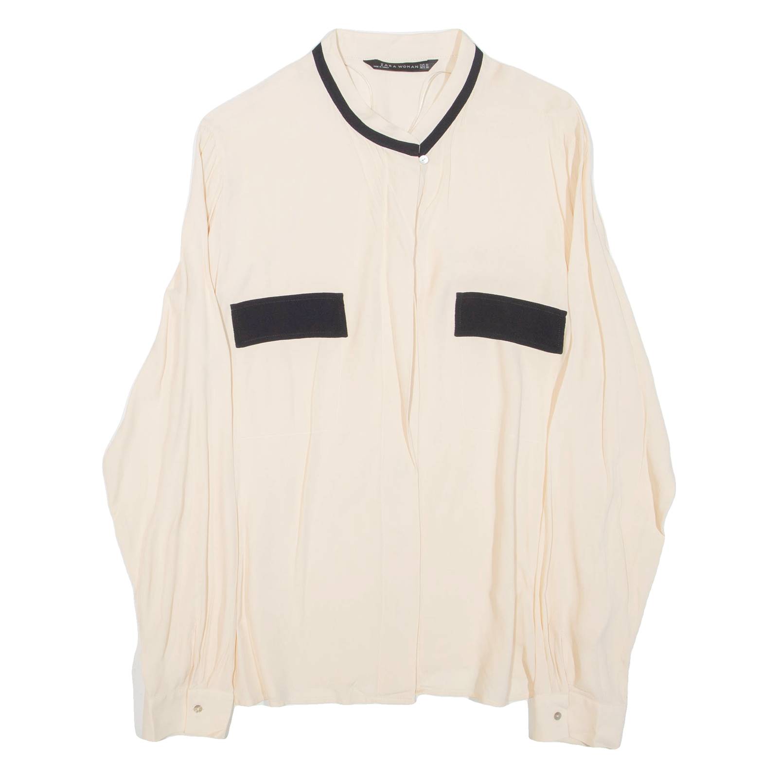 ZARA Womens Blouse Beige Long Sleeve XL