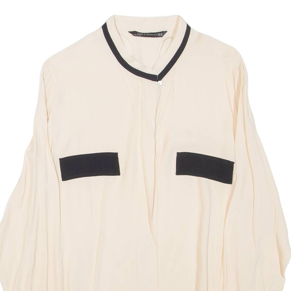 ZARA Womens Blouse Beige Long Sleeve XL