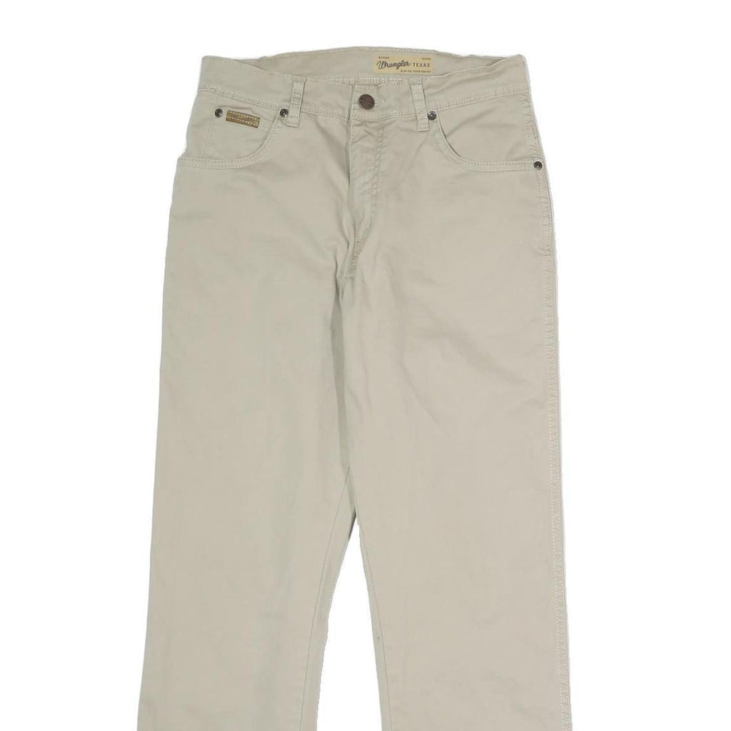 WRANGLER Mens Relaxed Beige Cotton Blend Trousers W30 L29 Zip Closure