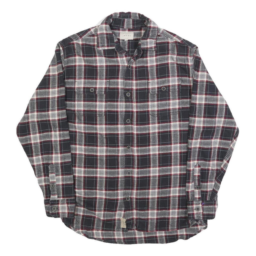 JACHS Mens Black & White Check Shirt L Long Sleeve Cotton Blend Casual