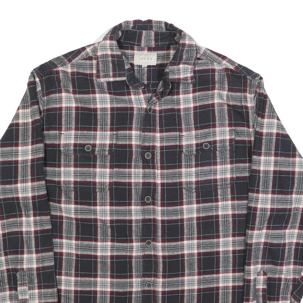 JACHS Mens Black & White Check Shirt L Long Sleeve Cotton Blend Casual
