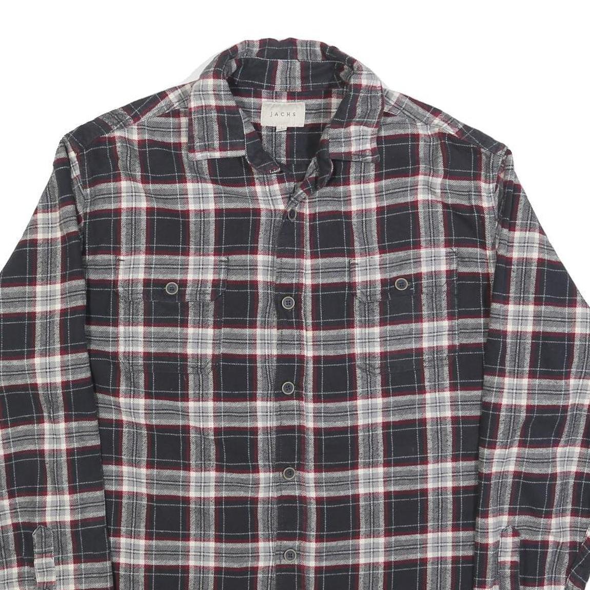 JACHS Mens Black & White Check Shirt L Long Sleeve Cotton Blend Casual