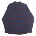 DICKIES Mens Blue & Maroon Check Shirt 2XL Cotton Long Sleeve Workwear Relaxed
