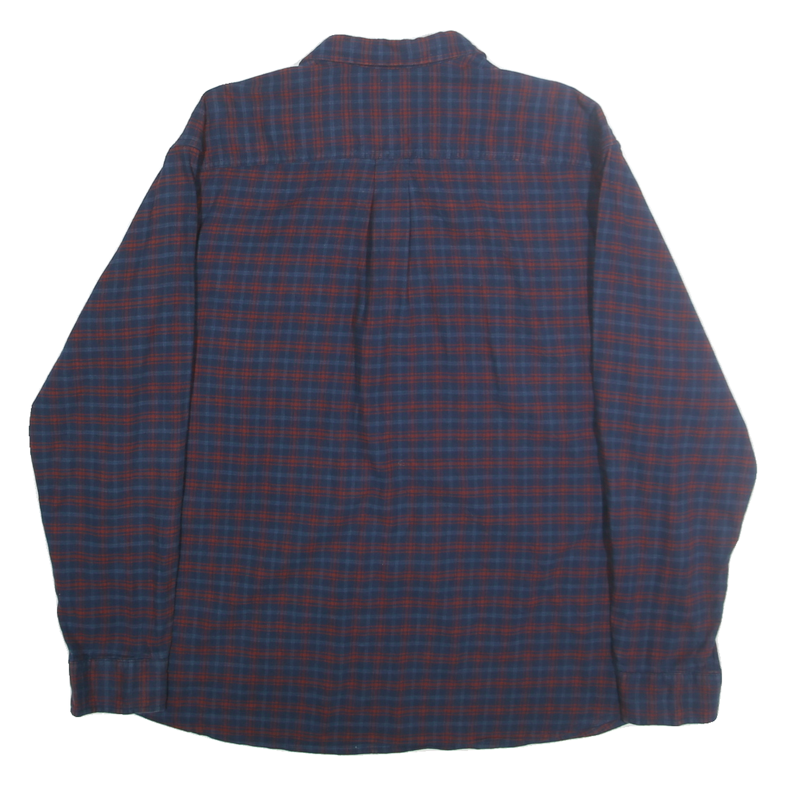 DICKIES Mens Blue & Maroon Check Shirt 2XL Cotton Long Sleeve Workwear Relaxed