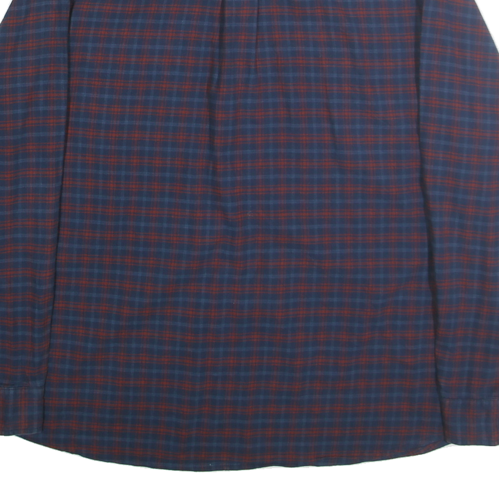 DICKIES Mens Blue & Maroon Check Shirt 2XL Cotton Long Sleeve Workwear Relaxed