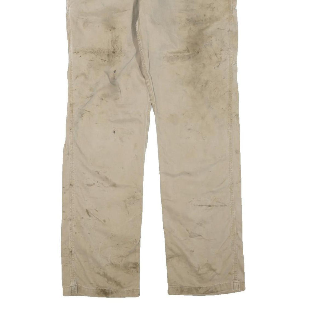 CARHARTT Mens Cotton Blend Beige Regular Fit Straight Leg Trousers W36 L34