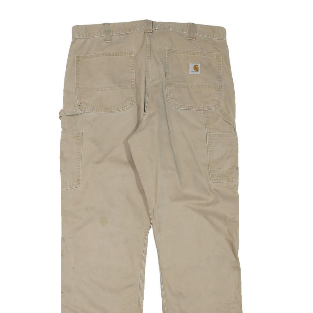 CARHARTT Mens Cotton Blend Beige Regular Fit Straight Leg Trousers W36 L34