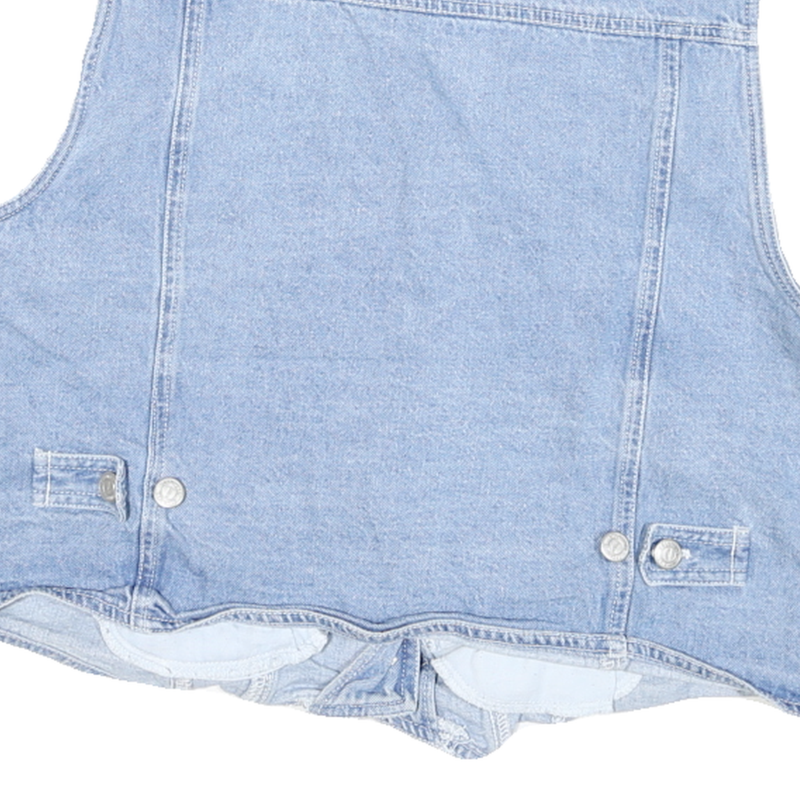 SOLUTIONS Womens Blue Denim Vest Jacket L Cotton Blend Button Closure Sleeveless