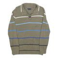 TOMMY HILFIGER Boys Beige & Blue Patterned Pullover V-Neck Basic Knit XL Cotton
