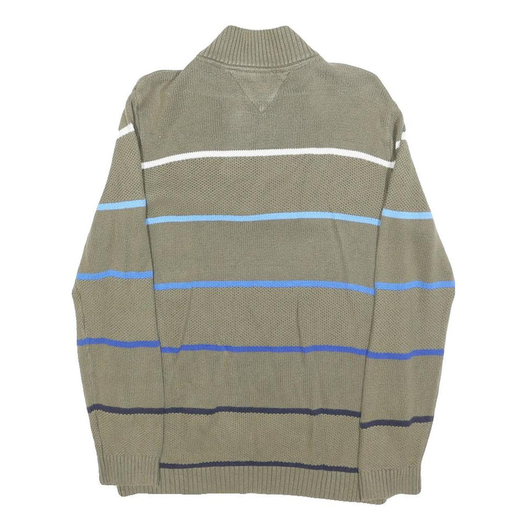 TOMMY HILFIGER Boys Beige & Blue Patterned Pullover V-Neck Basic Knit XL Cotton