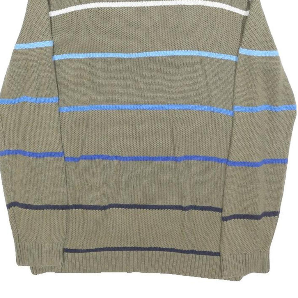 TOMMY HILFIGER Boys Beige & Blue Patterned Pullover V-Neck Basic Knit XL Cotton