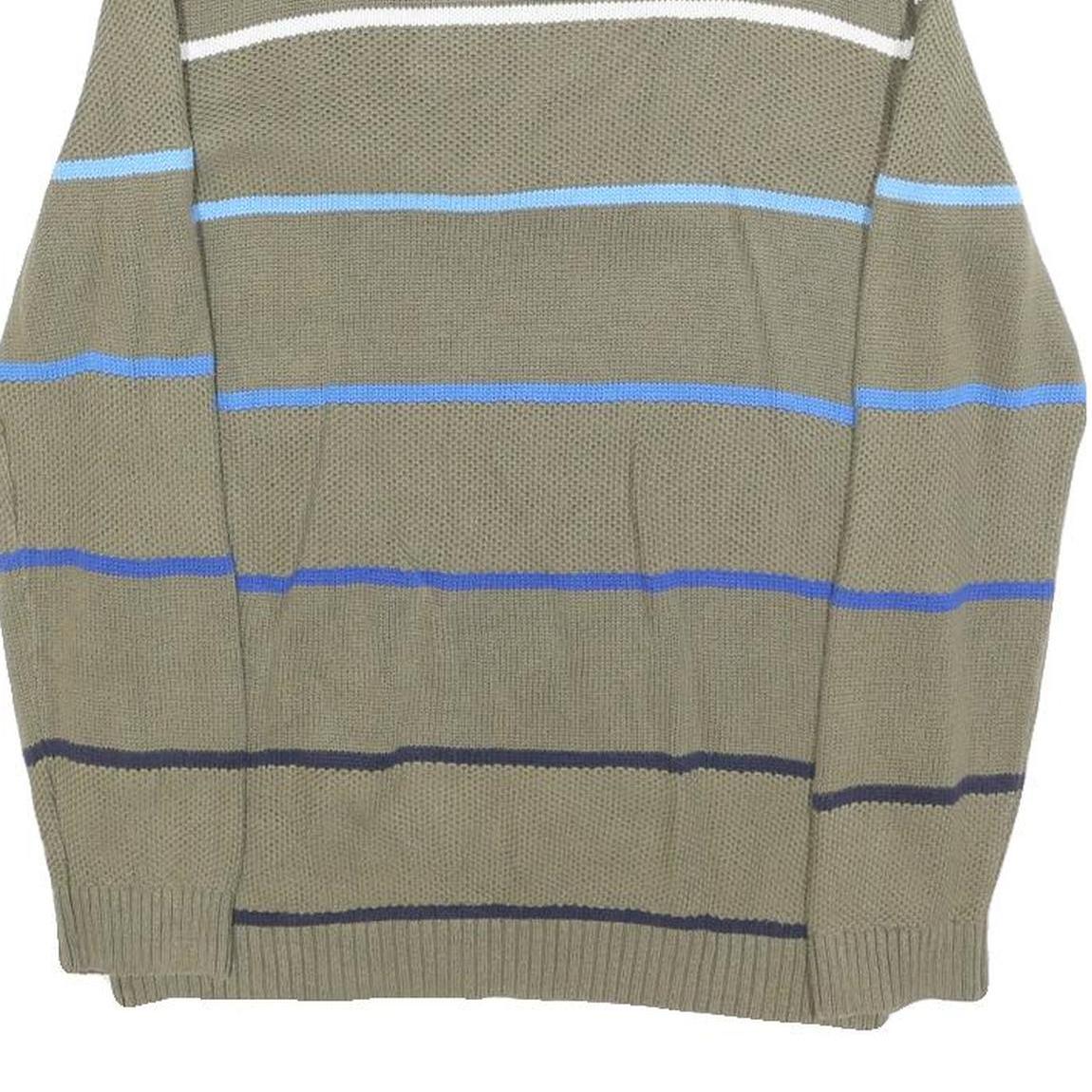 TOMMY HILFIGER Boys Beige & Blue Patterned Pullover V-Neck Basic Knit XL Cotton