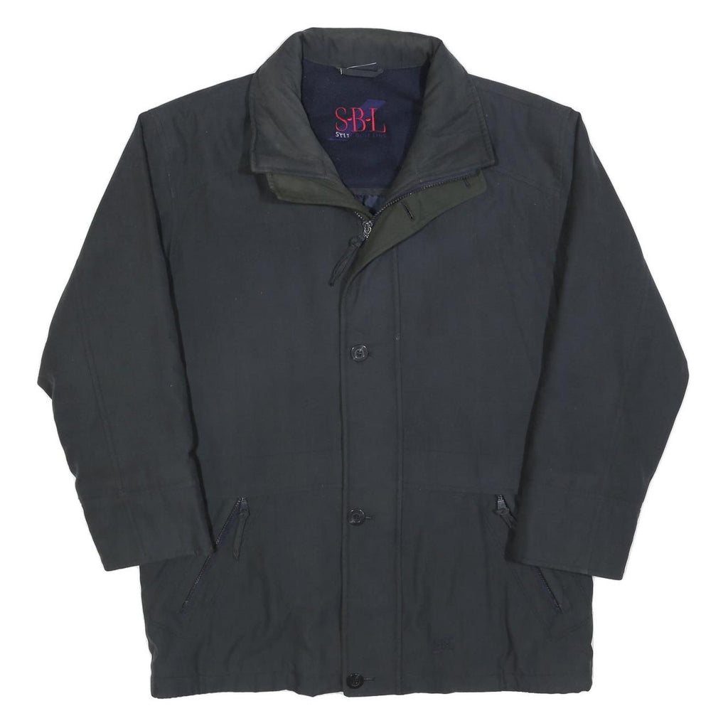 SBL Mens Black Windbreaker Jacket L Cotton Blend Zip Casual Outerwear