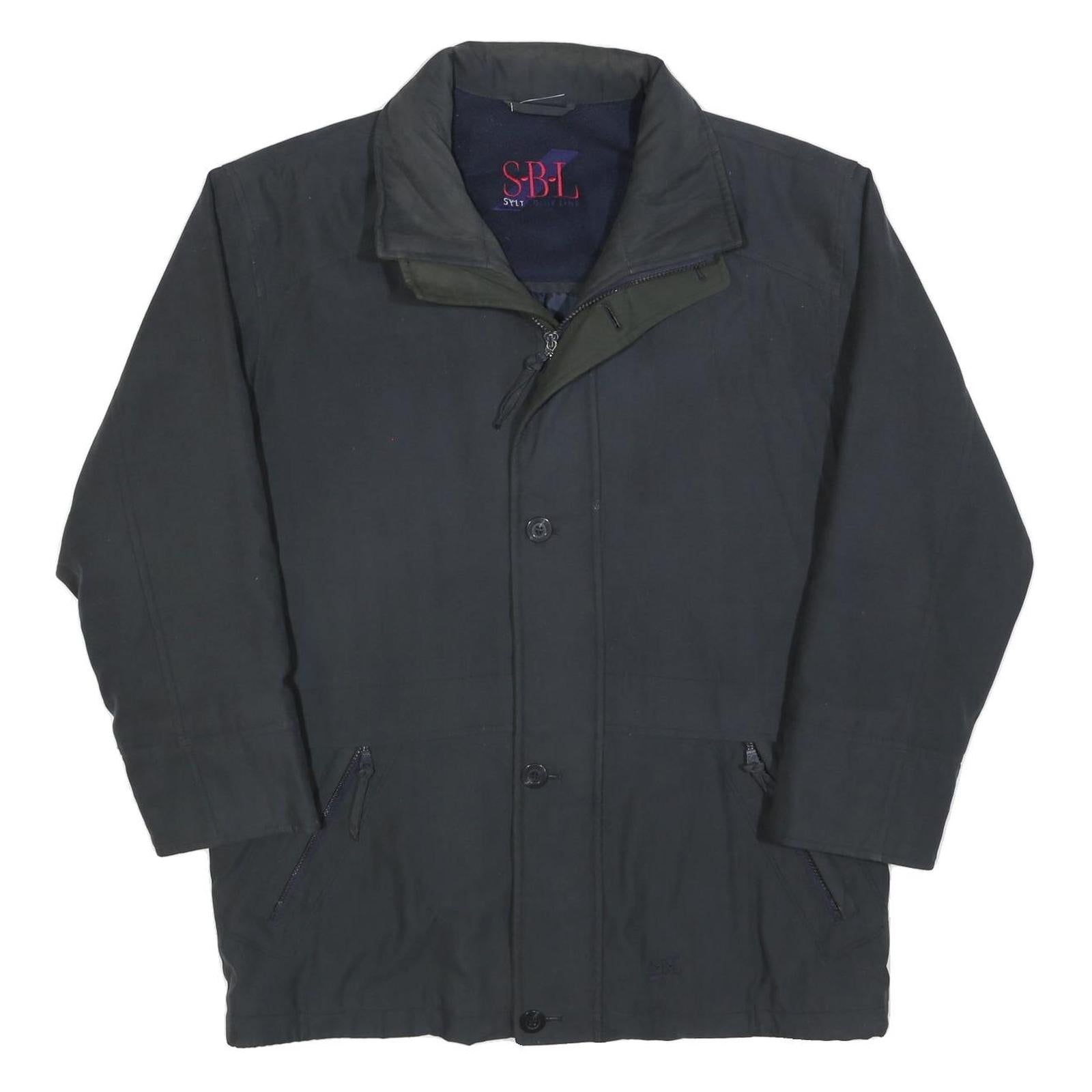 SBL Mens Black Windbreaker Jacket L Cotton Blend Zip Casual Outerwear