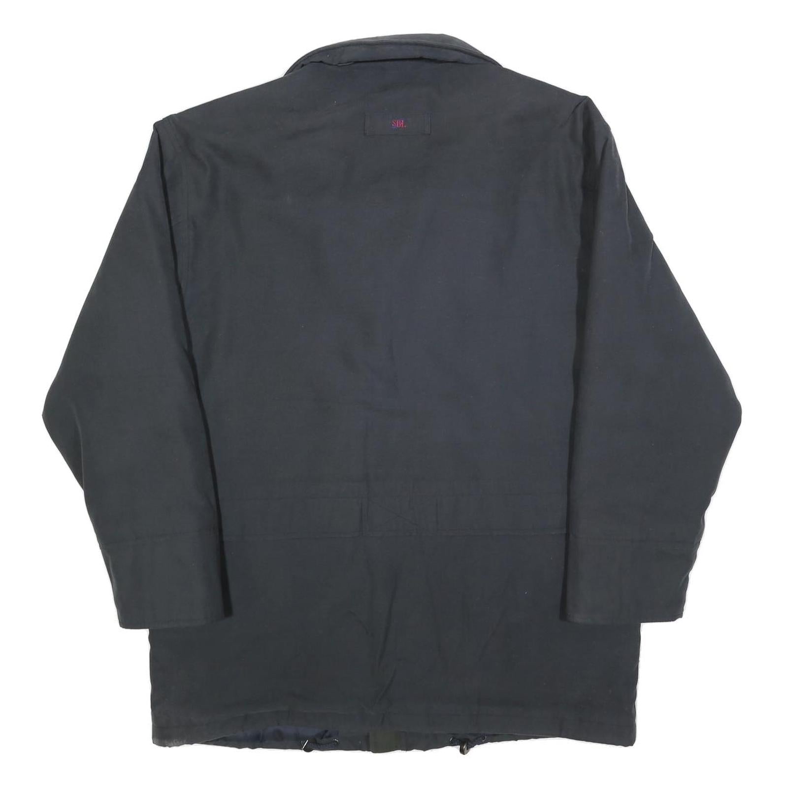 SBL Mens Black Windbreaker Jacket L Cotton Blend Zip Casual Outerwear