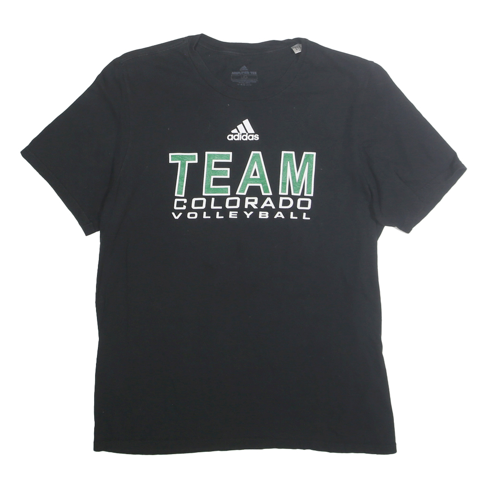 ADIDAS Mens Black Team Colorado Volleyball Graphic T-Shirt L Crew Neck Short