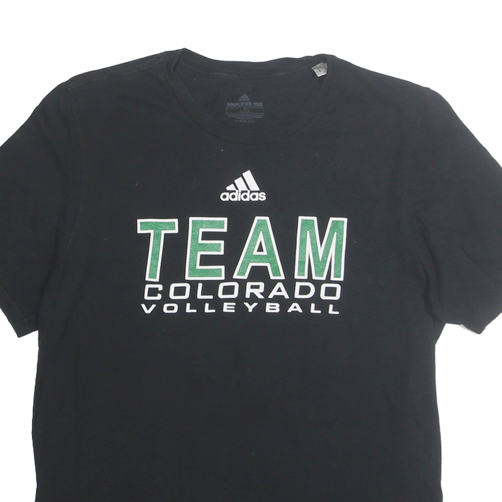 ADIDAS Mens Black Team Colorado Volleyball Graphic T-Shirt L Crew Neck Short