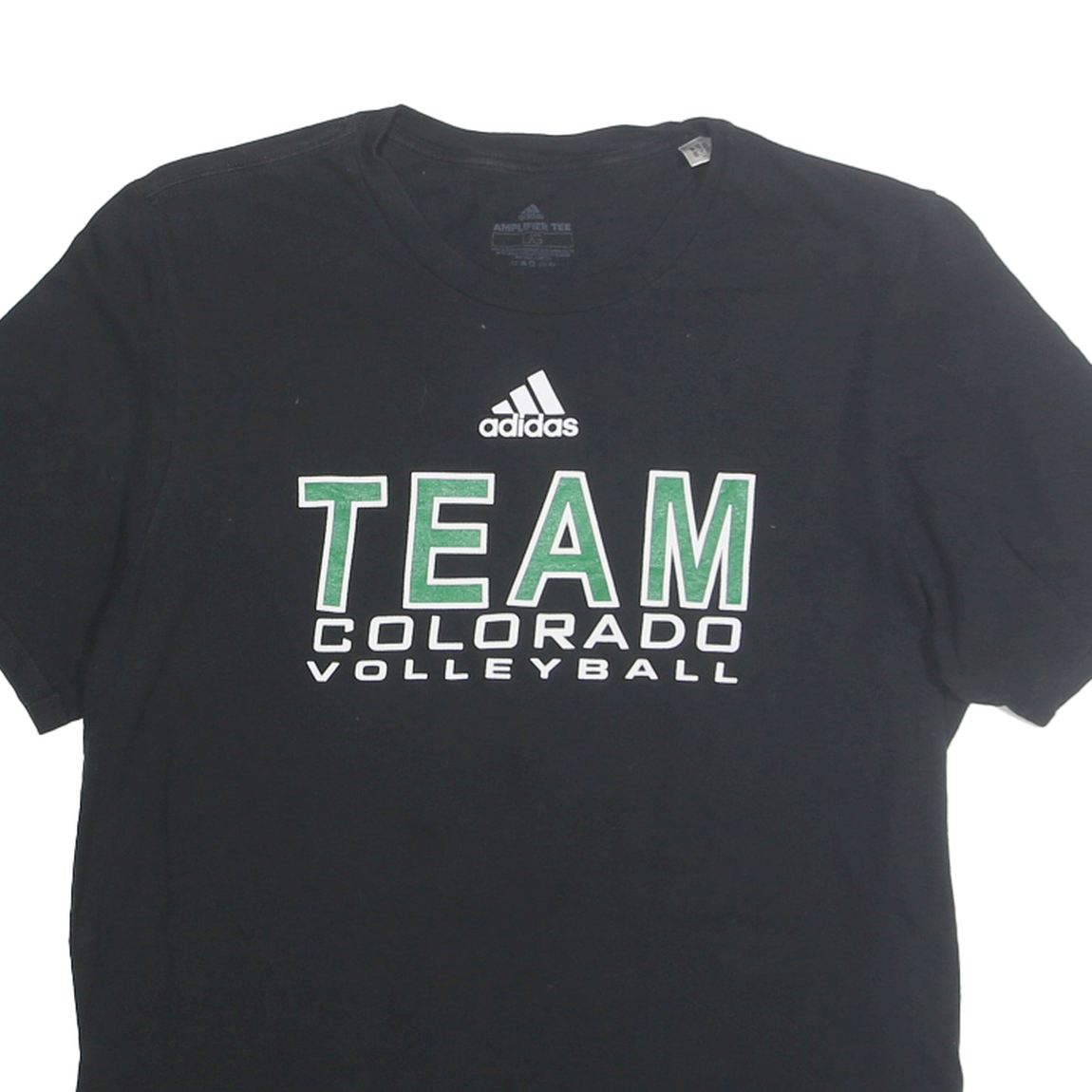 ADIDAS Mens Black Team Colorado Volleyball Graphic T-Shirt L Crew Neck Short