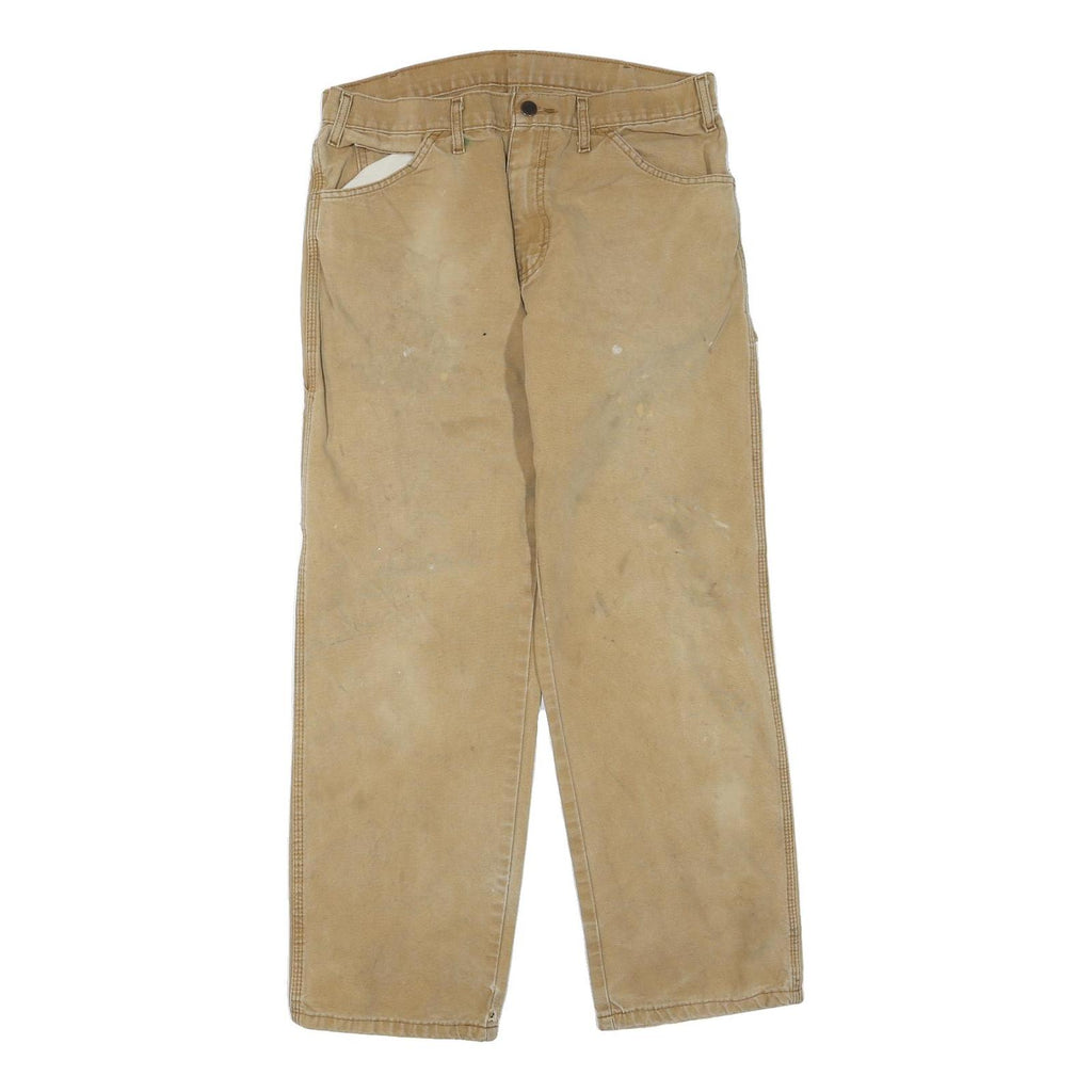DICKIES Mens Jeans Beige Regular Straight Denim W32 L29 Workwear Cotton Blend