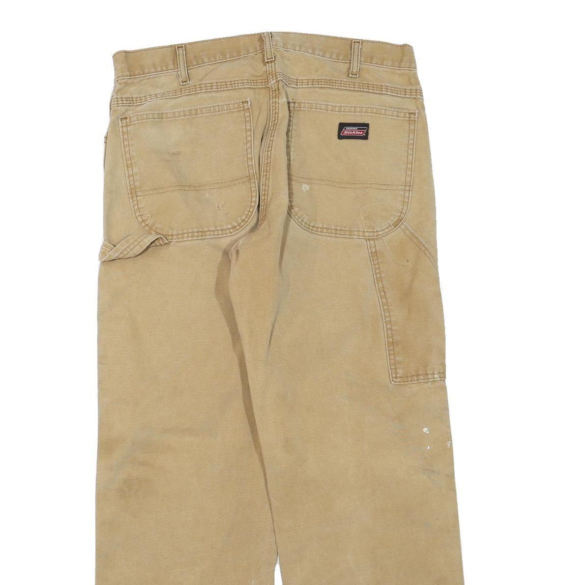 DICKIES Mens Jeans Beige Regular Straight Denim W32 L29 Workwear Cotton Blend
