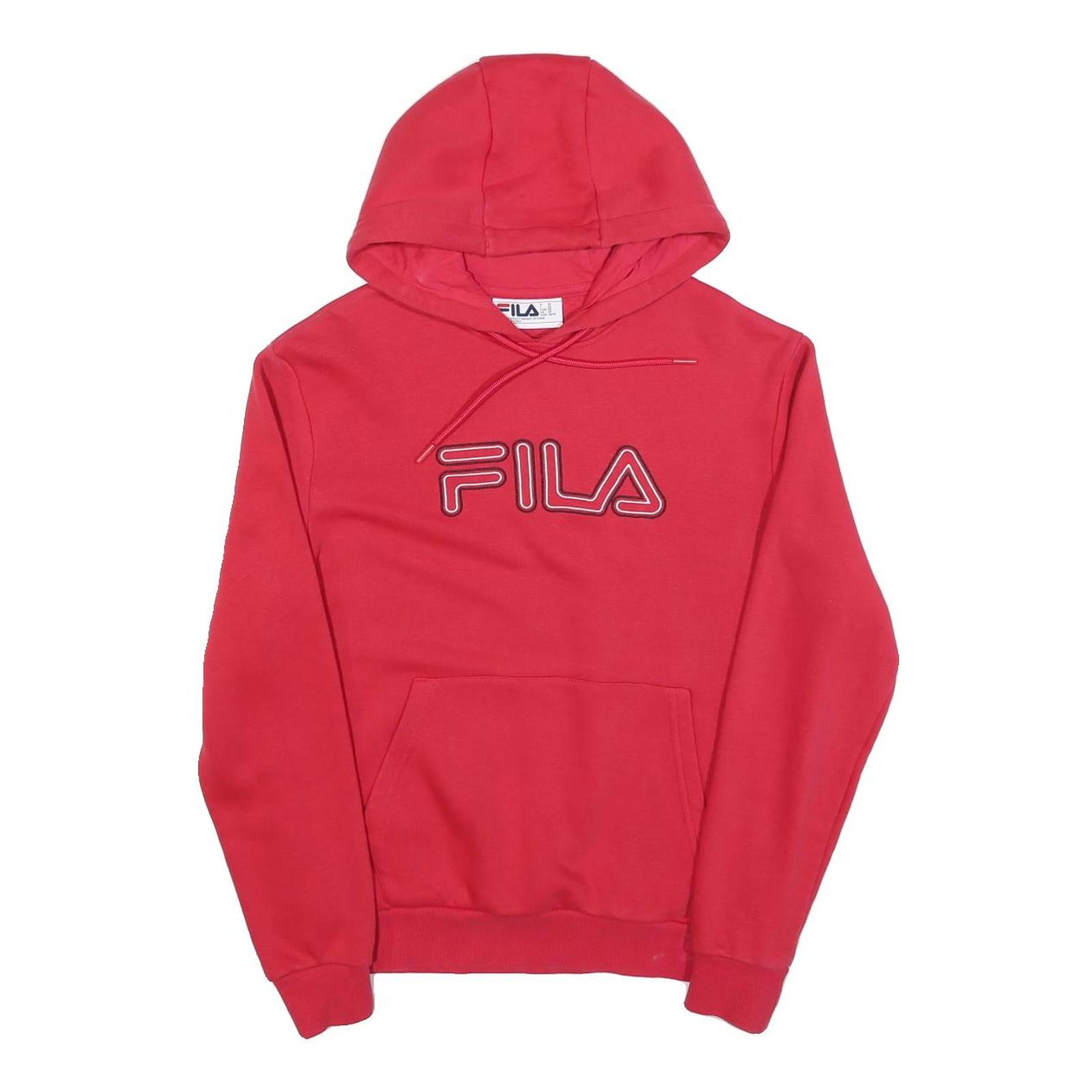 FILA Mens Red Hoodie XS Cotton Blend Pullover Hooded Sweatshirt