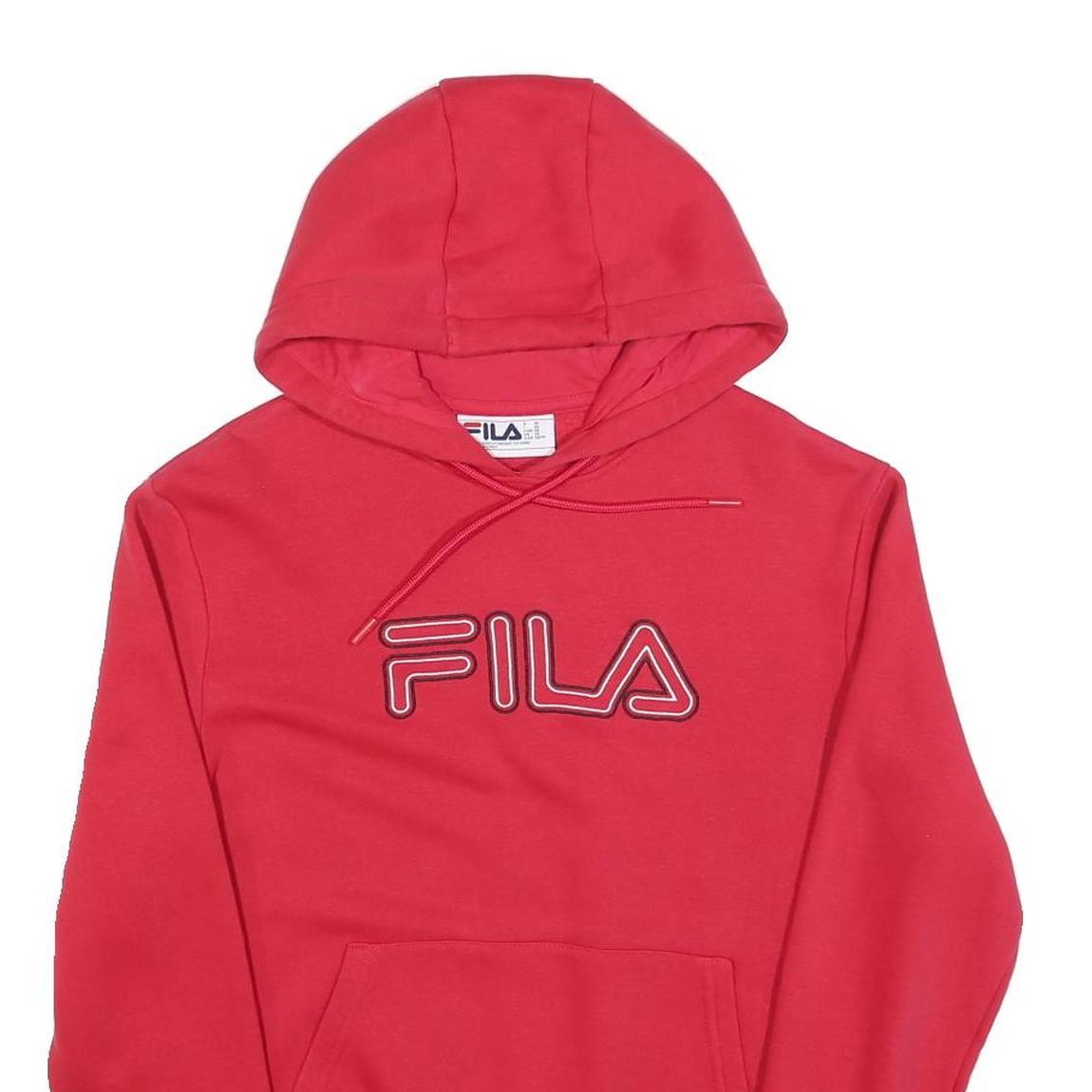 FILA Mens Red Hoodie XS Cotton Blend Pullover Hooded Sweatshirt
