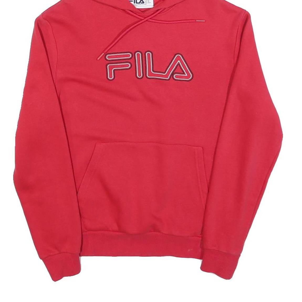 FILA Mens Red Hoodie XS Cotton Blend Pullover Hooded Sweatshirt