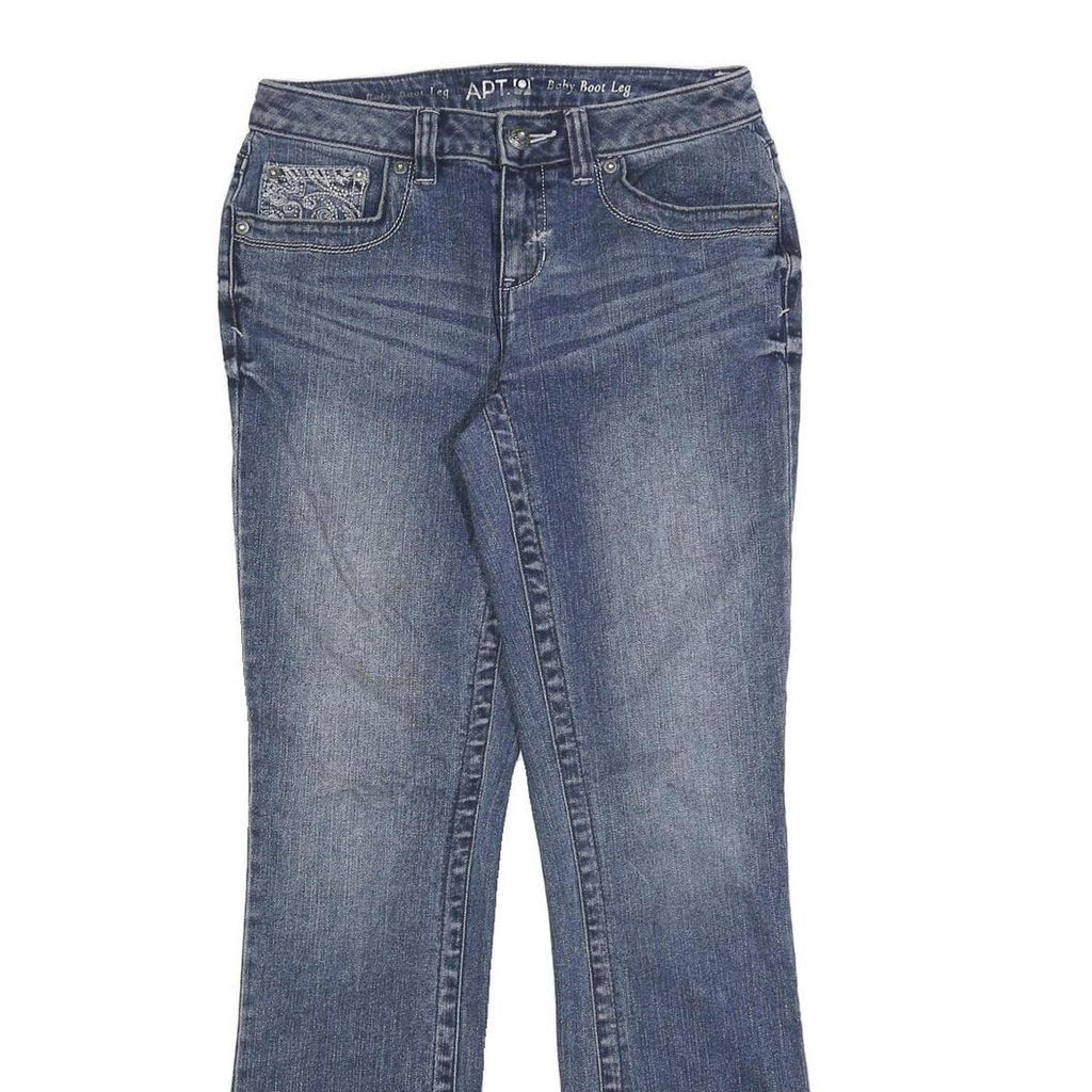 APT 9 Womens Blue Regular Boot Leg Denim Medium W28 L32 Embroidered Pockets