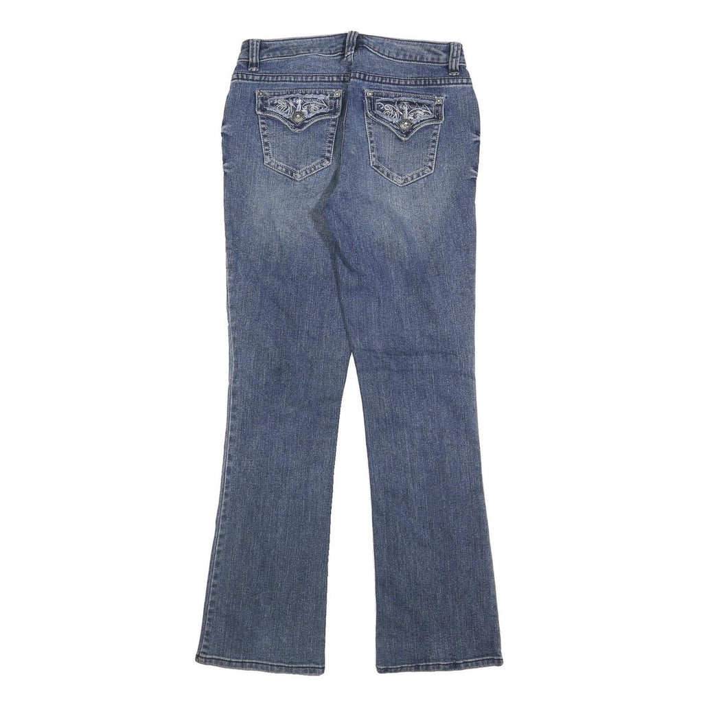 APT 9 Womens Blue Regular Boot Leg Denim Medium W28 L32 Embroidered Pockets